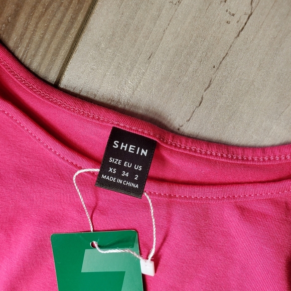 NWT SHEIN EZwear Hot Pink Twist Hem Crop Top Size XS (2) - Picture 5 of 12